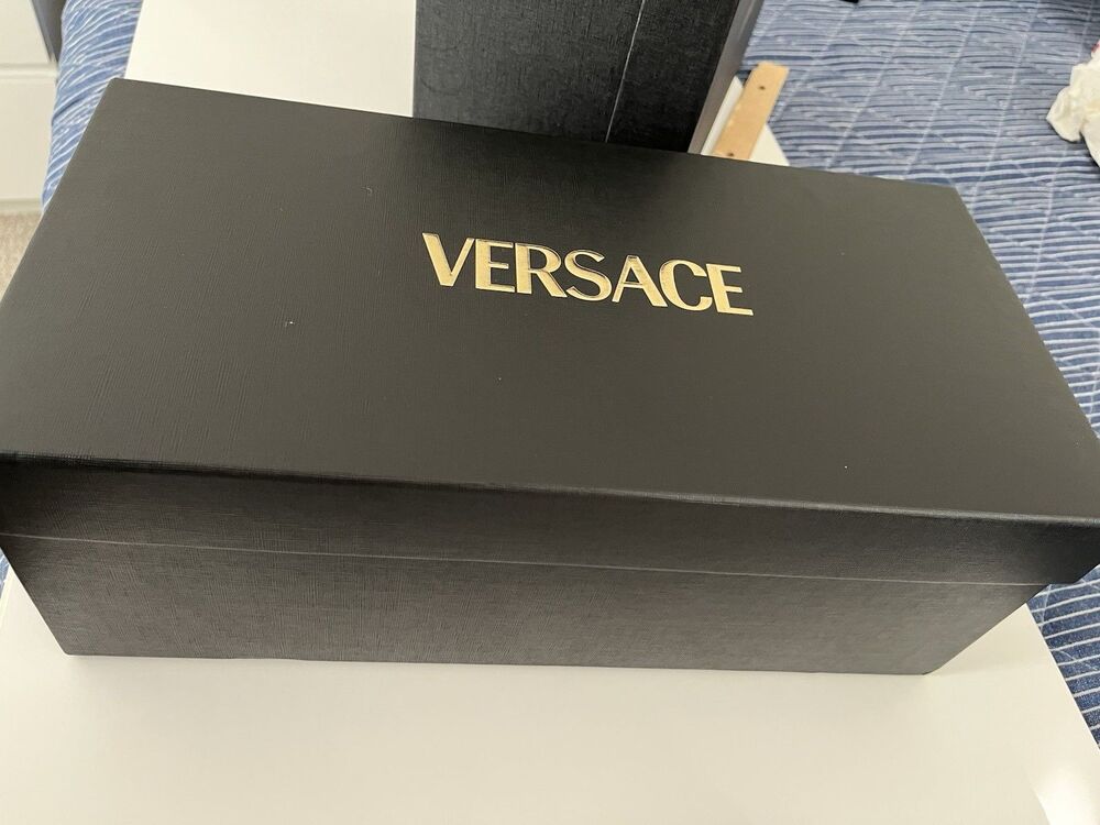 Versace Black Cardboard Gift Box with Lid, Solid Rectangle Designer Theme